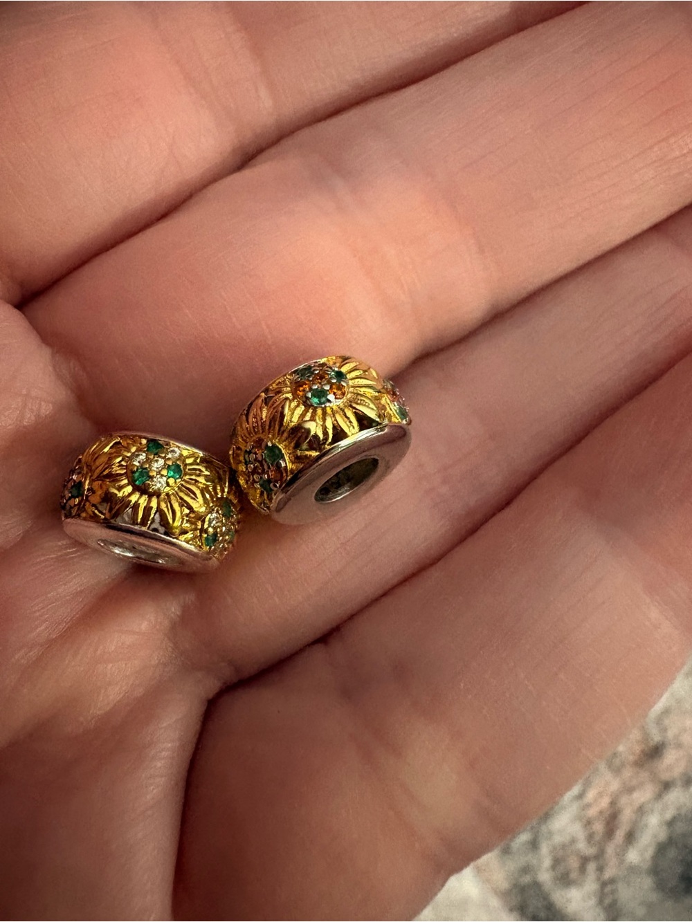 Pair of sunflower charms